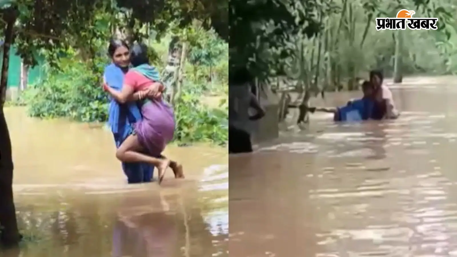 ओडिशा: बाढ़ में डूबी जिंदगी, मिंटी साहू ने 60 साल की महिला को कंधे पर उठाकर बचाया