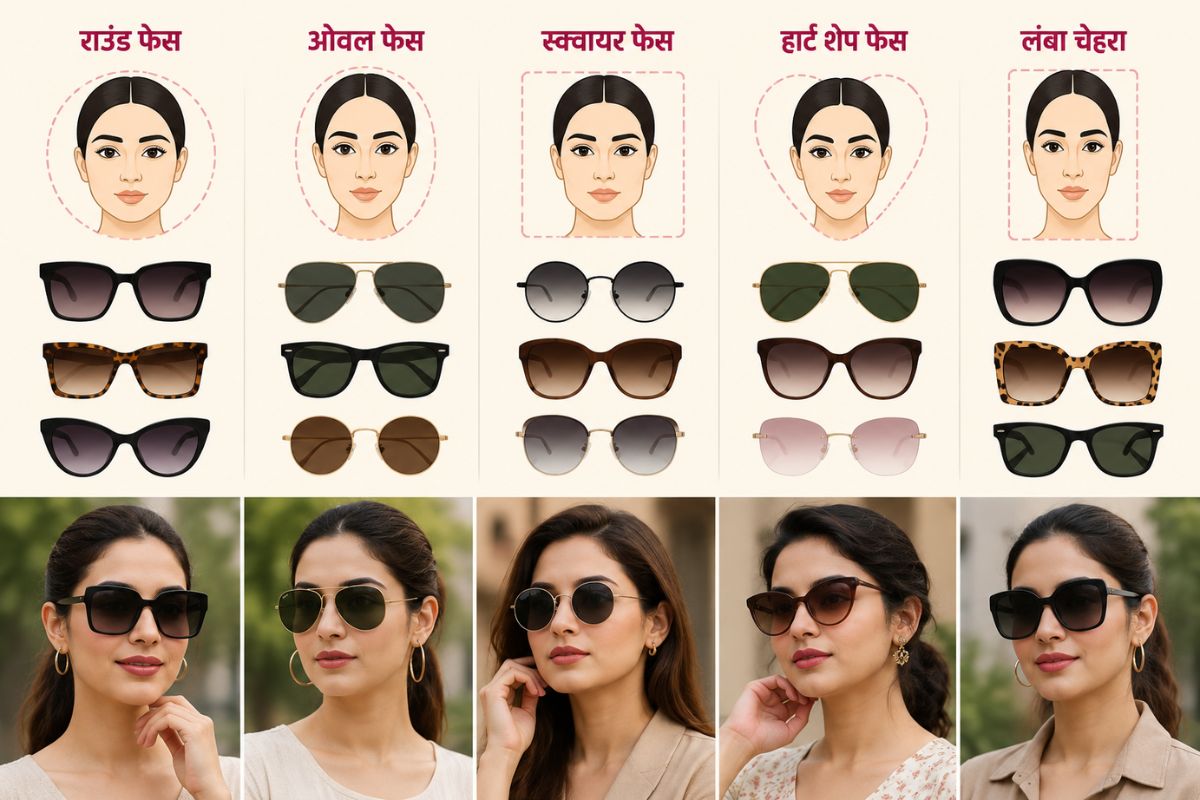 PC: फेस शेप के अनुसार सनग्लासेस गाइड (AI Generated)