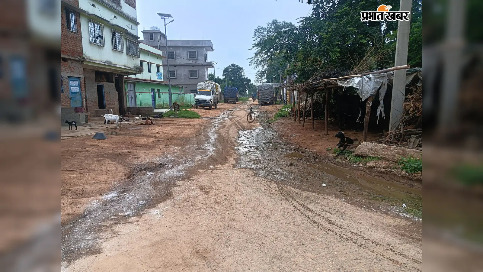 राय तालाब रोड पर नाली नहीं, सड़क पर बह रहा गंदा पानी