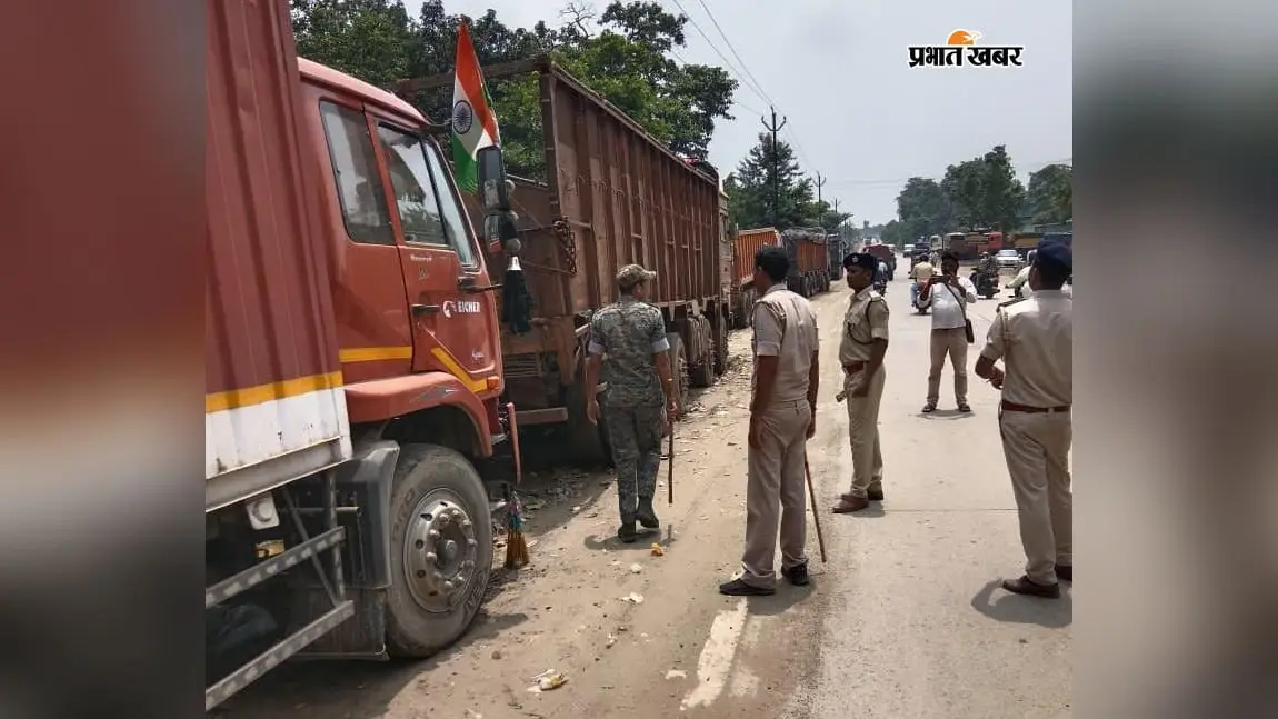 एनएच किनारे खड़े 35 बड़े वाहनों पर कार्रवाई, 23,750 रुपये जुर्माना