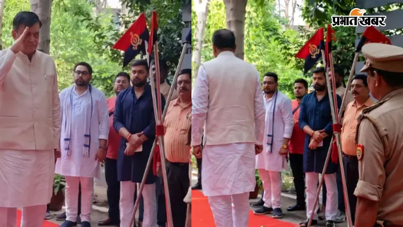 राष्ट्रगान के बीच सलामी मंच से उतरे सतीश महाना