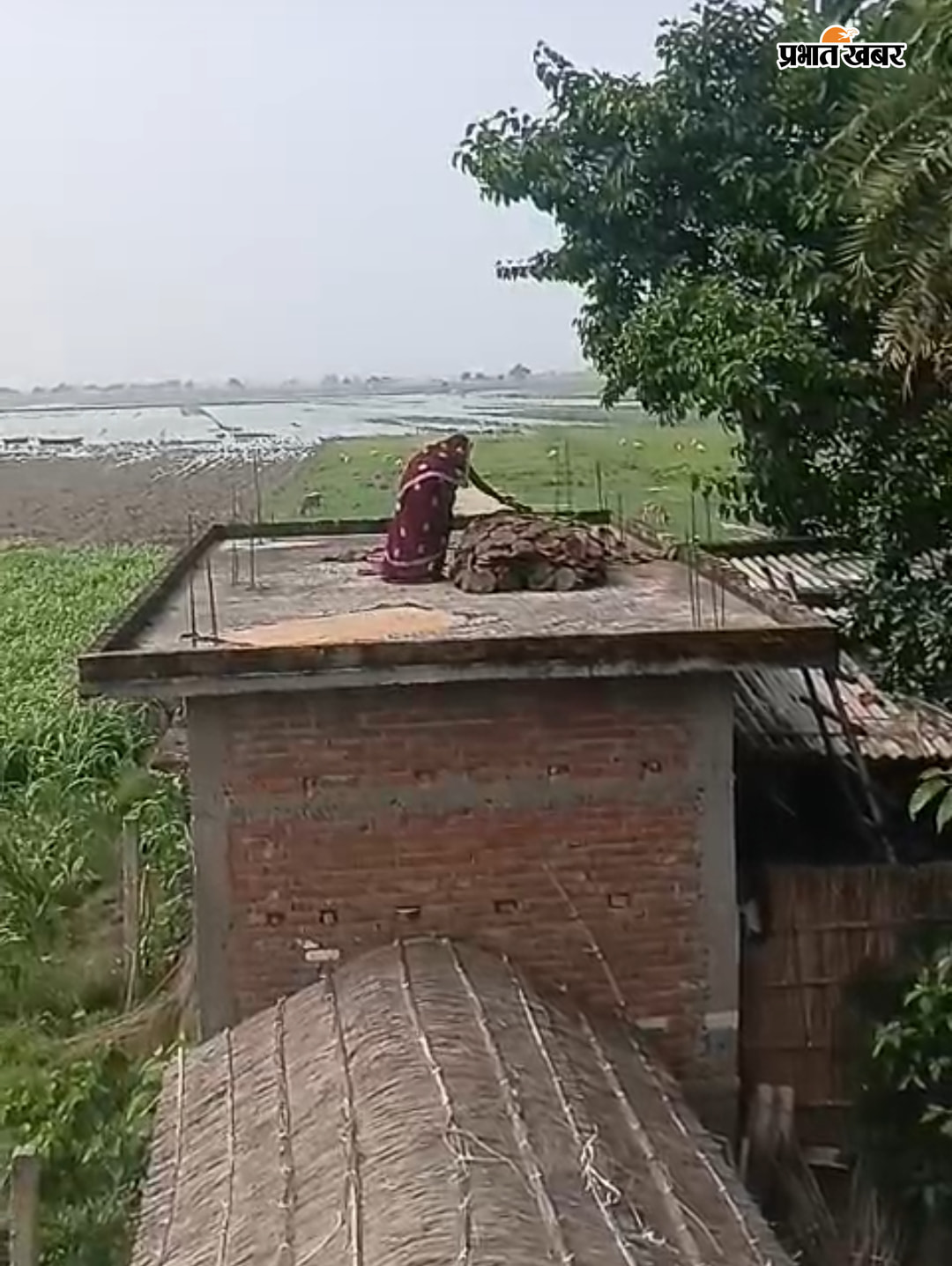 नोट: फोटो नंबर  23 सीएचपी 4 है कैप्सन होगा-बाढ़ के कारण समान सुरक्षित करती महिला   | Prabhat Khabar Network