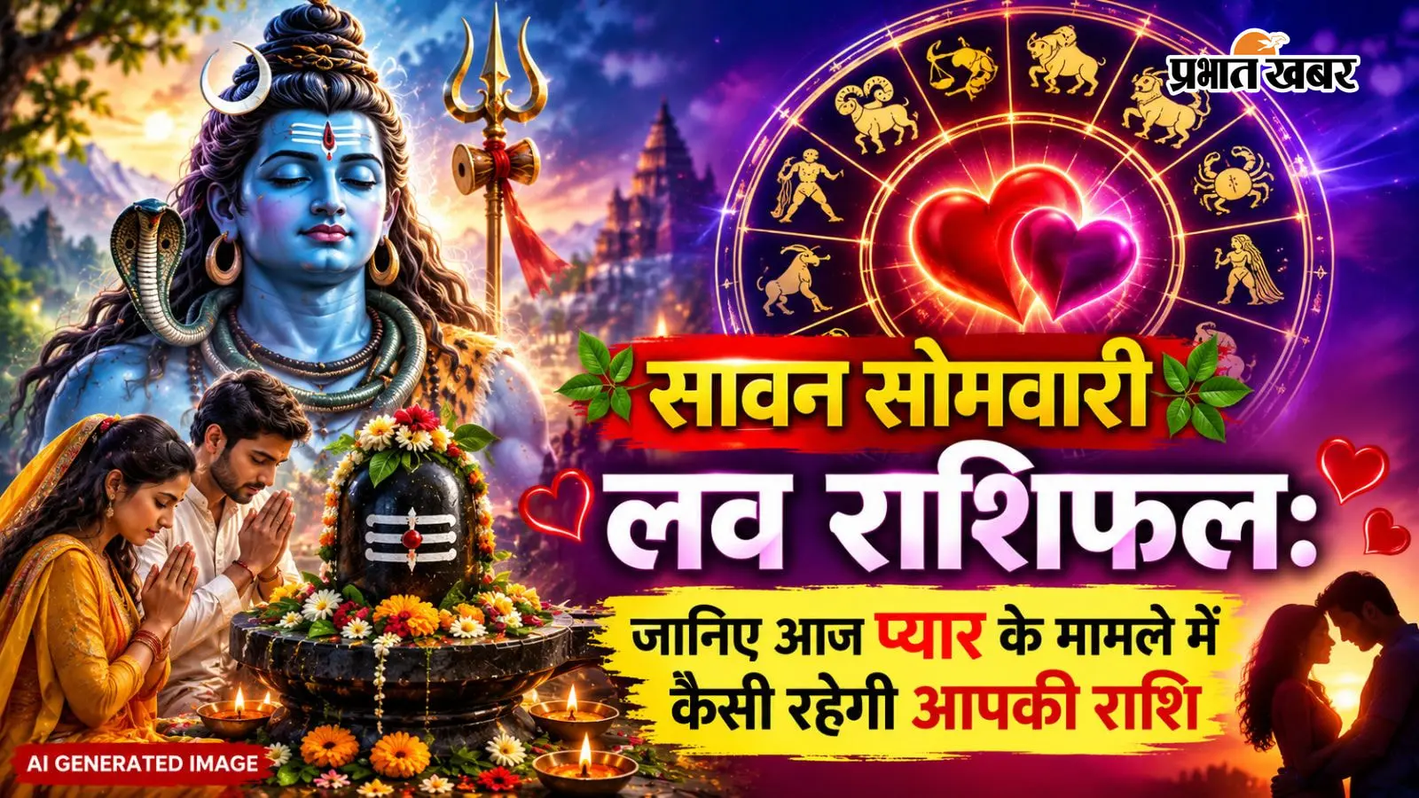 आज का लव राशिफल: सावन की अंतिम सोमवारी, जानिए किन राशियों के दिल के तार जुड़ेंगे आज!