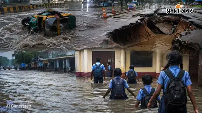 UP में बारिश बनी मुसीबत: लखनऊ के गोमती नगर में धंसी सड़क, गाजियाबाद में बह गया ऑटो ,प्रयागराज की स्कूलों में घुसा पानी