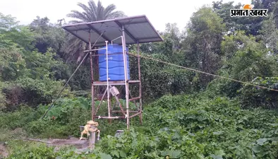 यहां रस्सी के सहारे टिकी है सोलर जलमीनार, हादसे की आशंका
