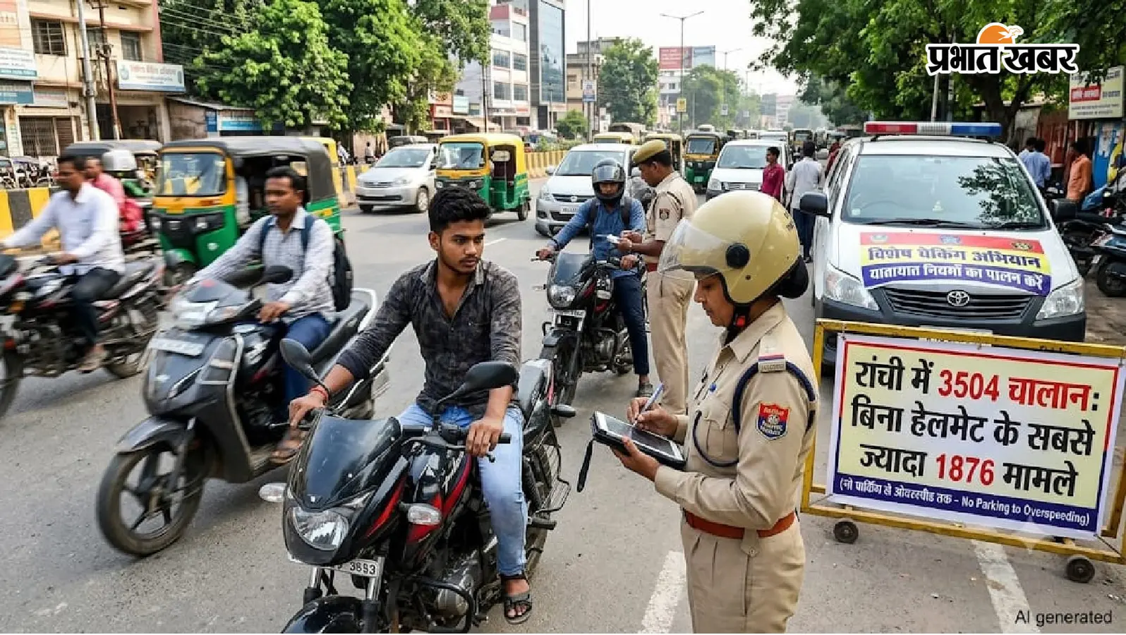 नो पार्किंग से ओवरस्पीड तक... रांची में 3504 चालान, बिना हेलमेट के सबसे ज्यादा 1876 मामले
