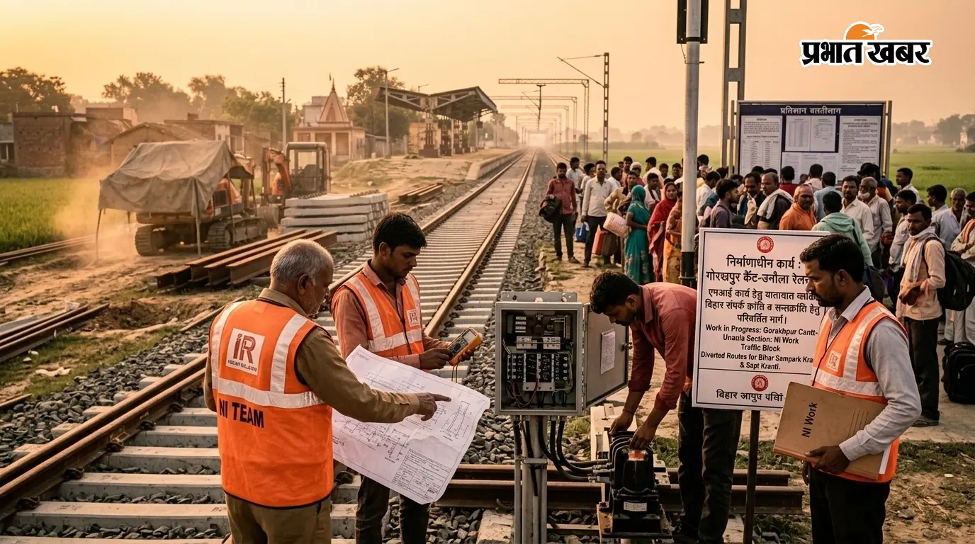 गोरखपुर कैंट-उनौला रेलखंड पर एनआई कार्य: बिहार संपर्क क्रांति और सप्तक्रांति समेत कई ट्रेनों का बदला रूट