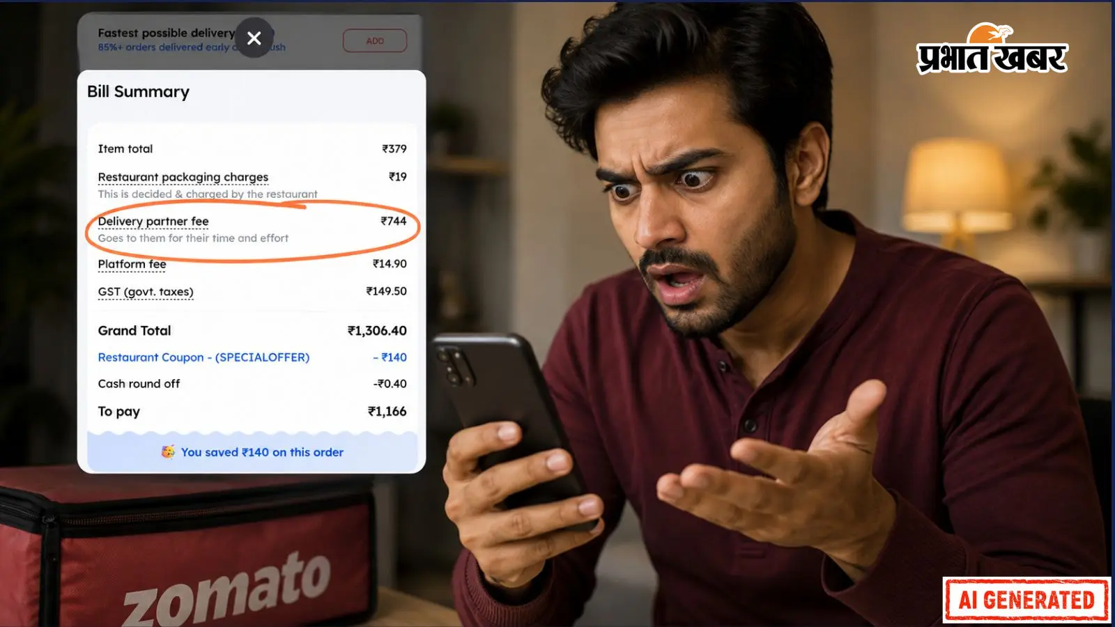 ₹379 का खाना, ₹744 का डिलीवरी चार्ज! Zomato के अनोखे बिल ने सोशल मीडिया पर मचाया गदर