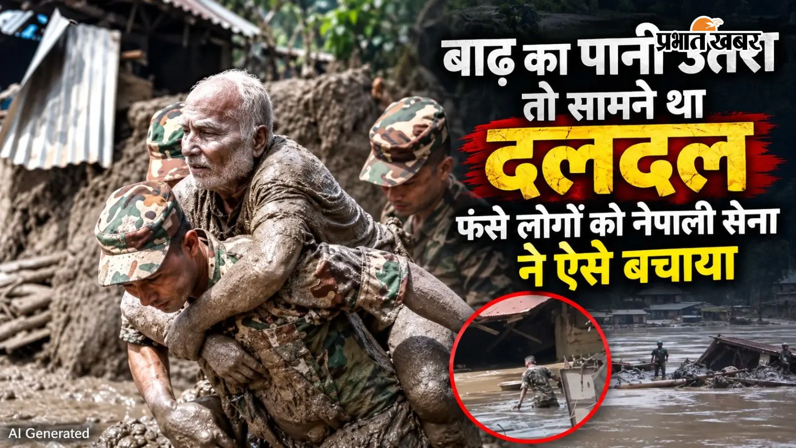 Video : बाढ़ का पानी उतरा तो सामने था दलदल, फंसे लोगों को नेपाली सेना ने ऐसे बचाया