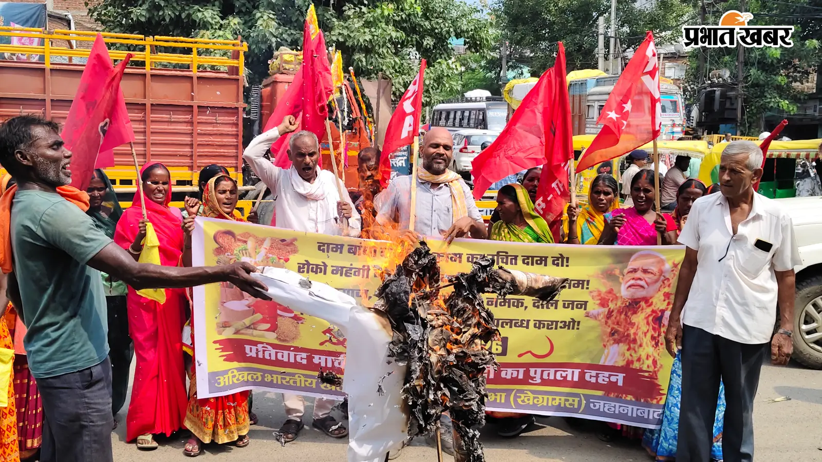 जहानाबाद : महंगाई के खिलाफ भाकपा-माले का प्रतिवाद मार्च, सरकार के खिलाफ नारेबाजी की