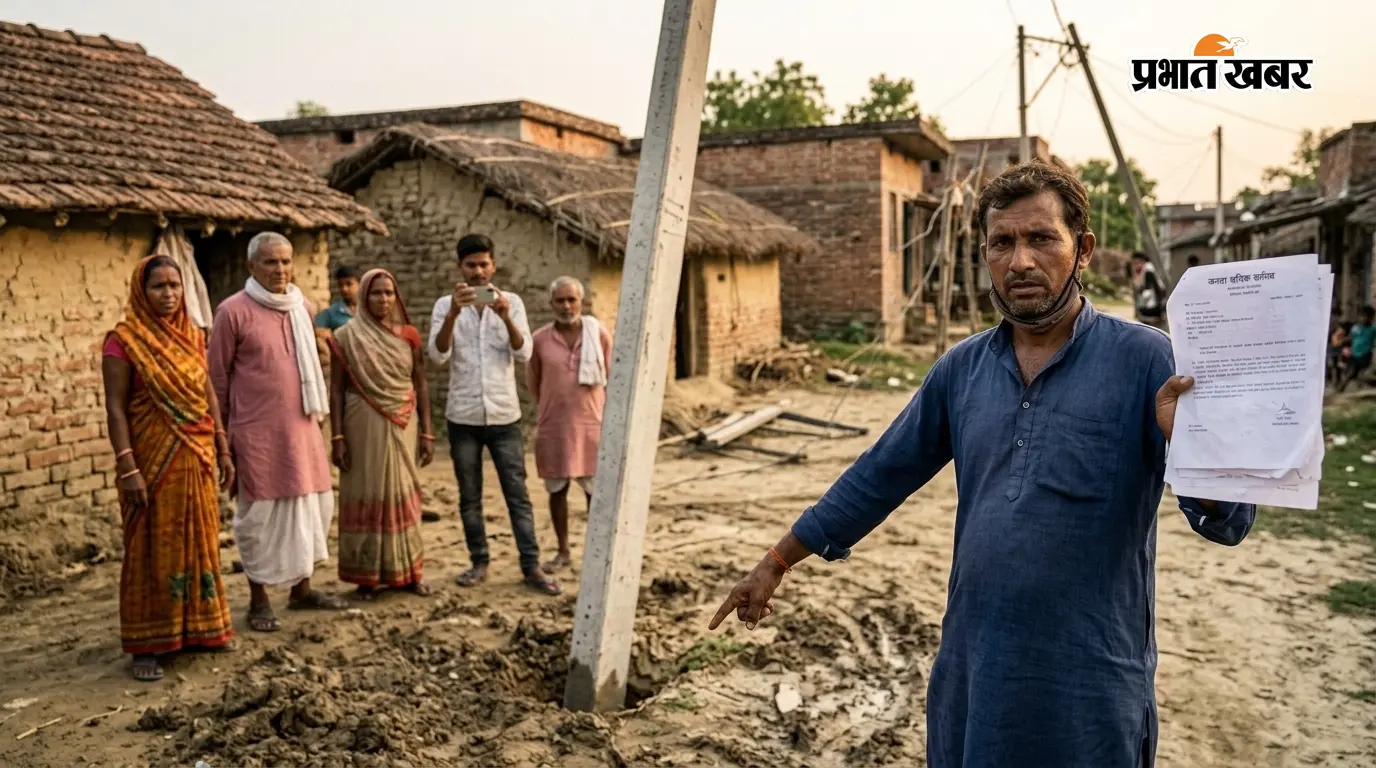 बिजली पोल बिना बेस फाउंडेशन लगाने का आरोप, जनता श्रमिक संघ ने कार्रवाई की मांग की