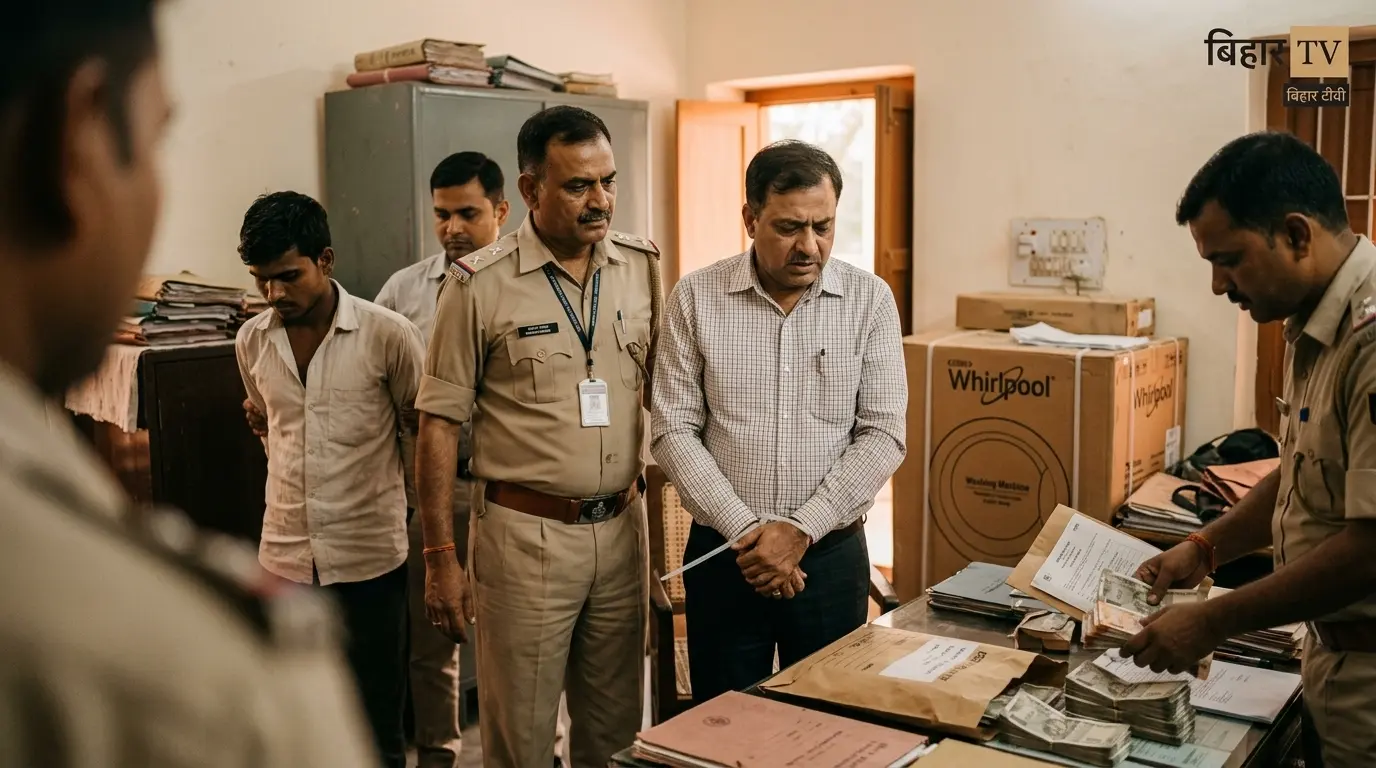 रोसड़ा में 2 लाख नकद व वाशिंग मशीन रिश्वत लेते डीसीएलआर और नौकर गिरफ्तार, आवास से 13.82 लाख अतिरिक्त कैश बरामद