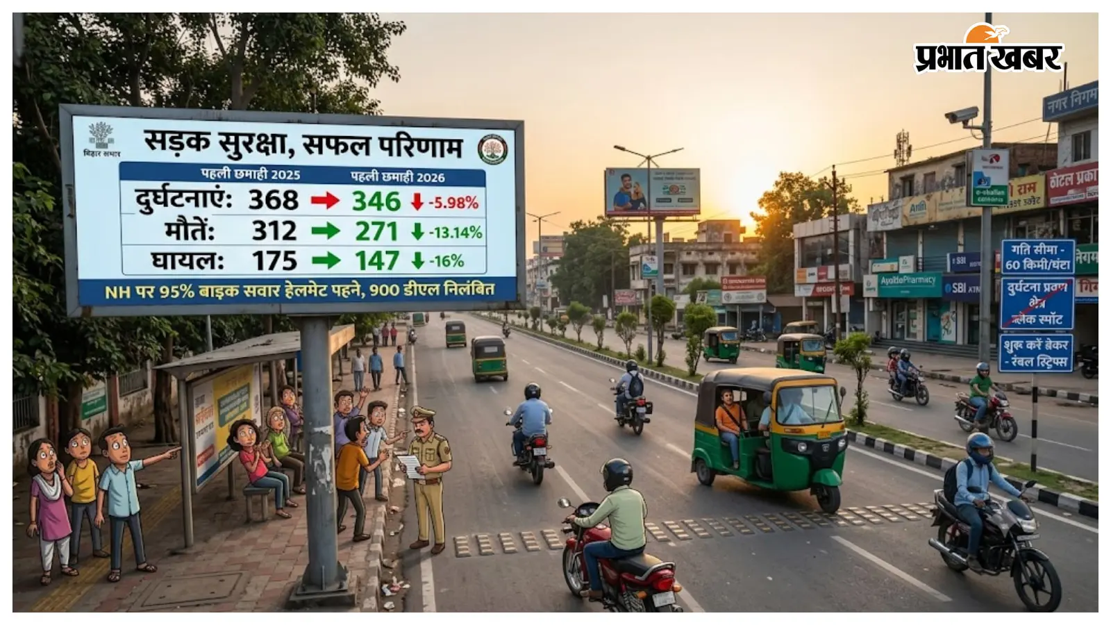 मुजफ्फरपुर में सड़क हादसों में 5.98% की आई कमी, मौतों का आंकड़ा 13.14% तक घटा