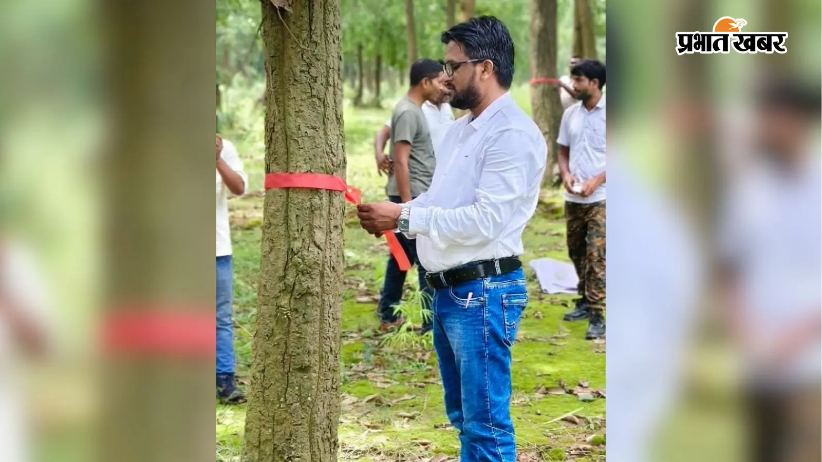 पेड़ों में रक्षा सूत्र बांध वन विभाग ने लिया जंगल बचाने का संकल्प
