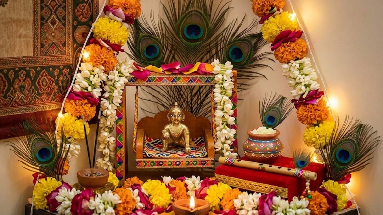मटकी से बना हुआ छोटा सा कृष्ण कॉर्नर, PC - AI