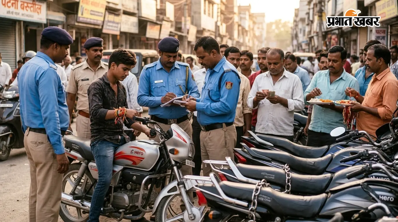 रक्षाबंधन पर पटना में ट्रैफिक नियम तोड़ना पड़ा भारी, 3336 वाहनों पर 40.75 लाख का जुर्माना; बिना हेलमेट वाले सबसे ज्यादा