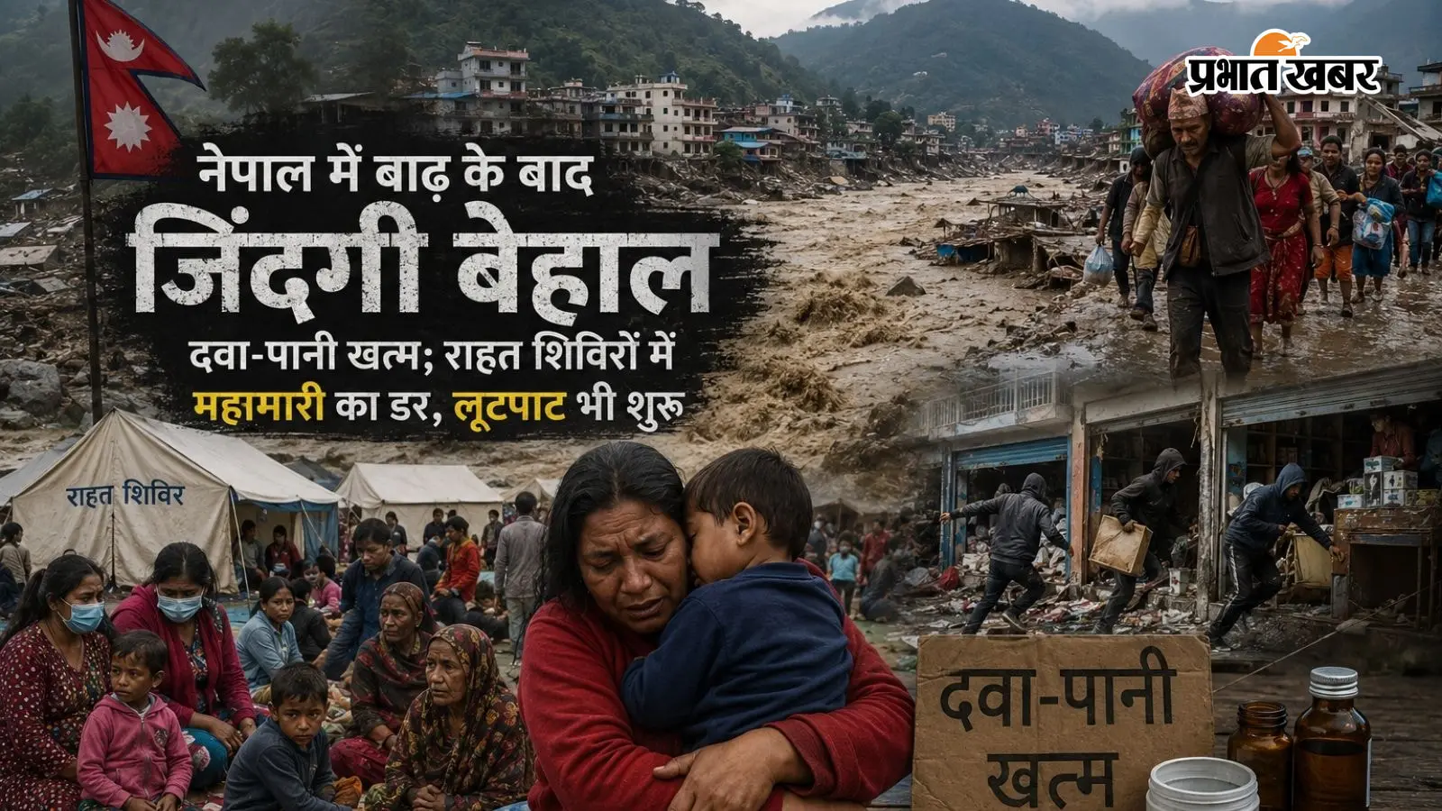 नेपाल में बाढ़ के बाद जिंदगी बेहाल, दवा-पानी खत्म; राहत शिविरों में महामारी का डर, लूटपाट भी शुरू