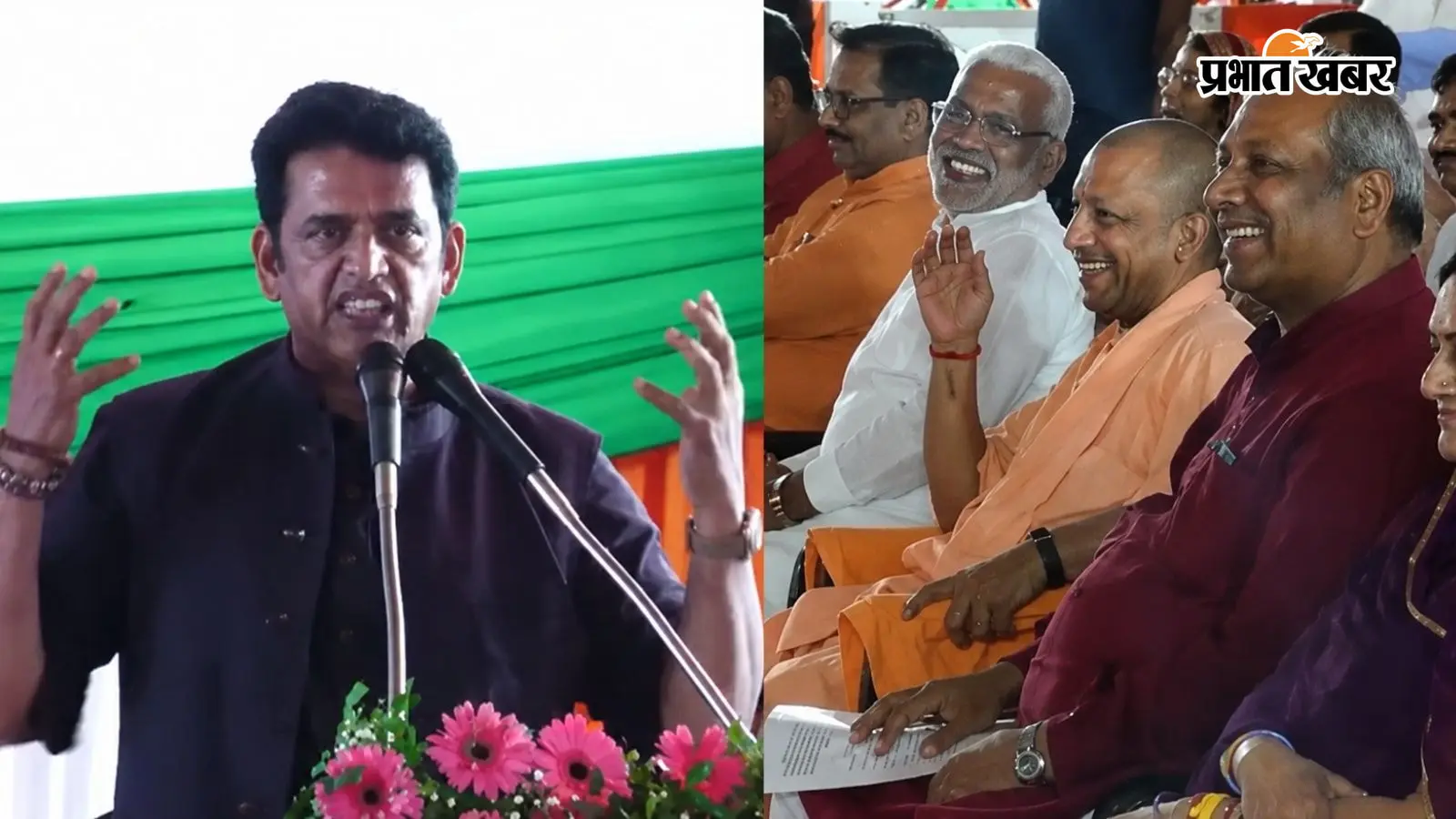 भाषण देते-देते रवि किशन ने ऐसा क्या कह दिया कि मंच पर हंस पड़े सीएम योगी? VIDEO वायरल
