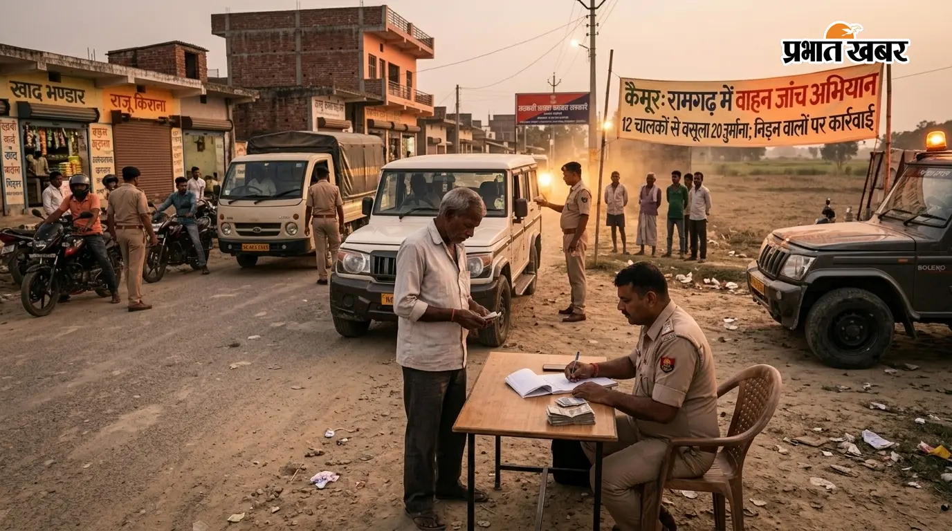 कैमूर: रामगढ़ में वाहन जांच अभियान, 12 चालकों से वसूला 20 हजार रुपये जुर्माना; नियम तोड़ने वालों पर कार्रवाई
