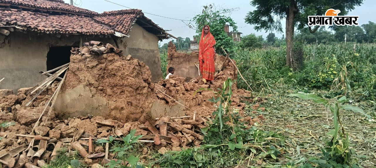 वन महोत्सव मानाने पहुंचे अधिकारियों का दल टूटे हुए घर के पास खड़ी महिला हाथियों की झुंड की तस्वीर | Prabhat Khabar Network