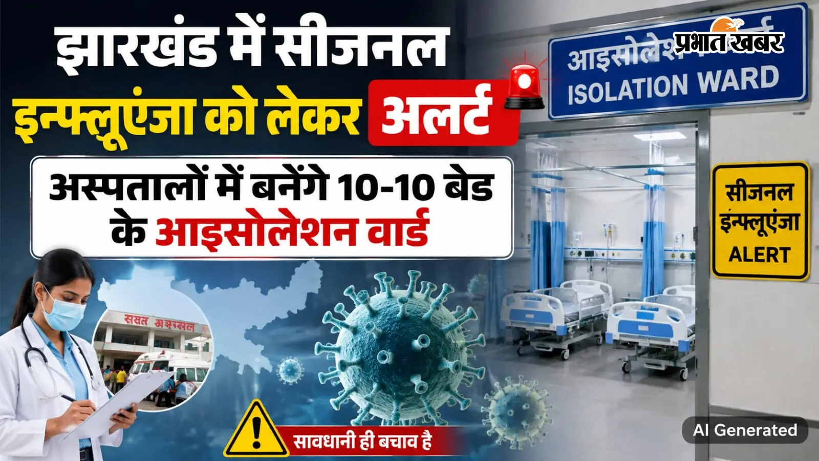 झारखंड में सीजनल इन्फ्लूएंजा को लेकर अलर्ट, अस्पतालों में बनेंगे 10-10 बेड के आइसोलेशन वार्ड
