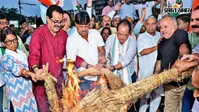 राहुल गांधी पर FIR से भड़की कांग्रेस, रांची में केंद्र सरकार के खिलाफ प्रदर्शन; फूंका पुतला