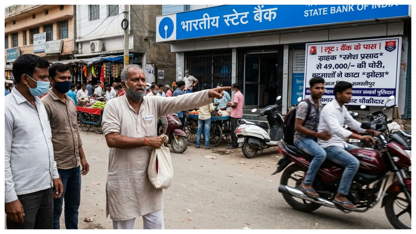 समस्तीपुर में बैंक से निकलते ही बनाया निशाना, झोला काटकर 49 हजार रुपये ले भागे बदमाश