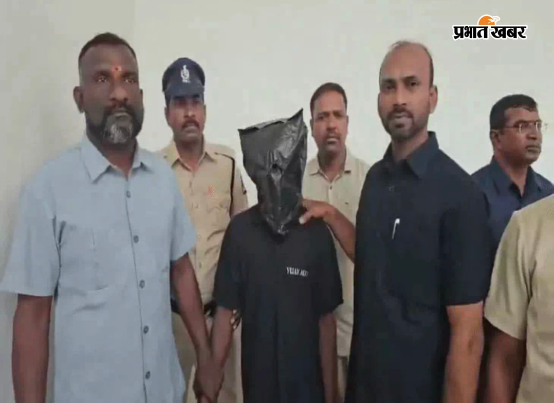 1 शमशाबाद जोन के डीसीपी बी राजेश प्रेस वार्ता में घटना की जानकारी देते हुए  2 हैदराबाद पुलिस के हिरासत में आरोपी मो सनाउल्लाह | Prabhat Khabar Network