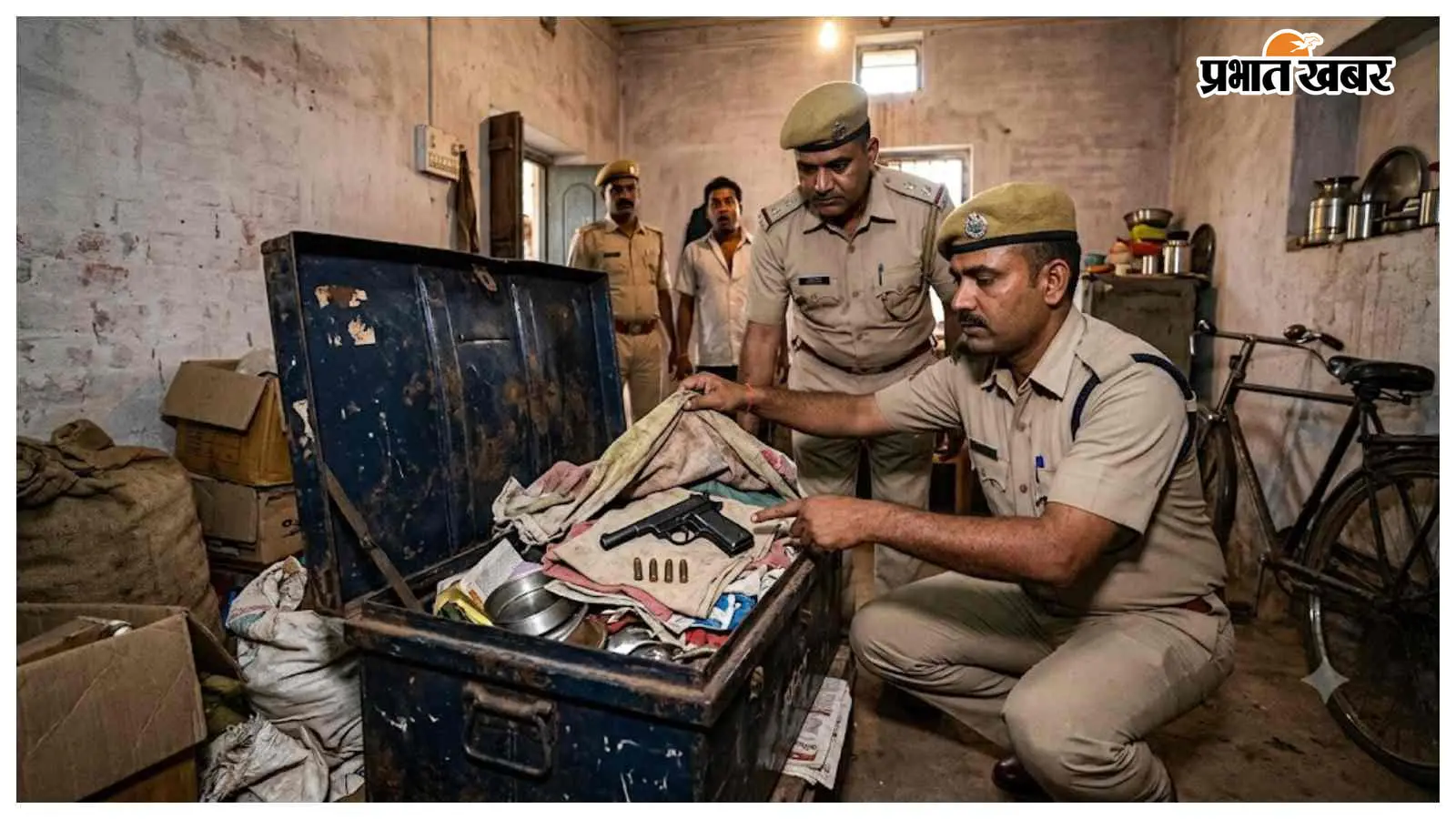 टीन के बक्से में छिपाकर रखा था देशी कट्टा, पुलिस पहुंची तो खुला राज... 4 जिंदा कारतूस भी बरामद
