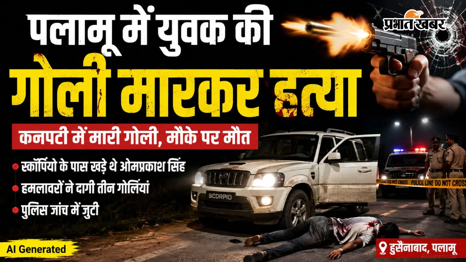 हुसैनाबाद में युवक की गोली रात में गोली मारी, सुबह होते ही सड़क जाम, बाजार बंद; कनपटी में मारी गई थी गोली