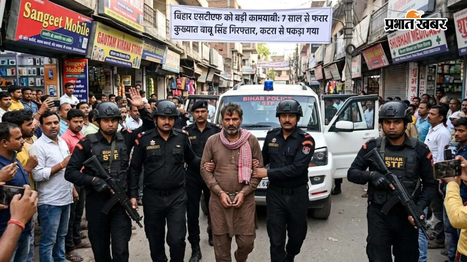 बिहार एसटीएफ को बड़ी कामयाबी: 7 साल से फरार कुख्यात बाबू सिंह गिरफ्तार, कटरा से पकड़ा गया