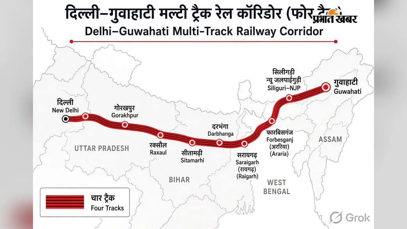 रेलवे का मेगा प्लान! गोरखपुर-गुवाहाटी मल्टी ट्रैकिंग प्रोजेक्ट मंजूर; फारबिसगंज होकर बिछेगी नई लाइन, सीमांचल को बड़ी सौगात