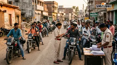 मसलिया में पुलिस का ताबड़तोड़ एक्शन, बिना हेलमेट 22 बाइक सवारों का चालान