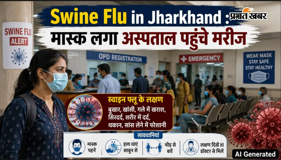 Swine Flu in Jharkhand : रांची में स्वाइन फ्लू के 38 केस, रिम्स में मास्क लगाकर पहुंच रहे मरीज, बच्चों में सबसे ज्यादा संक्रमण