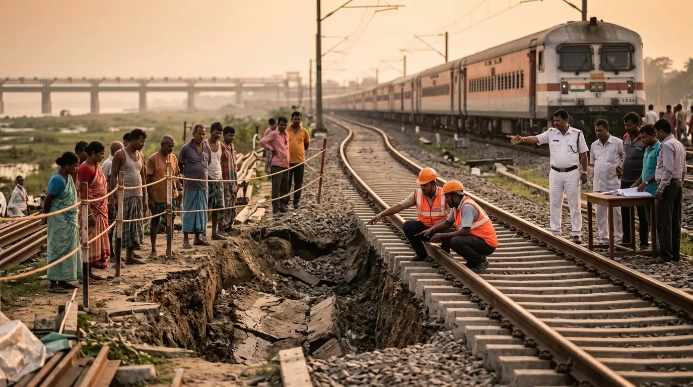 जमीन धंसी तो थमी ट्रेनों की रफ्तार: न्यू फरक्का में 14 ट्रेनें रद्द, देखें पूरी लिस्ट