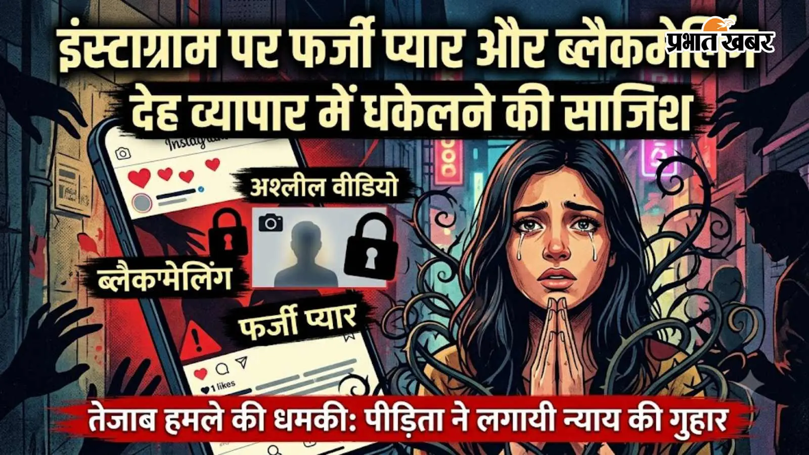 इंस्टाग्राम पर फर्जी प्यार, अश्लील वीडियो और ब्लैकमेलिंग: किशोरी को देह व्यापार में धकेलने की साजिश, तेजाब हमले की धमकी