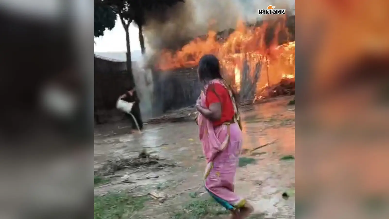 खाना बनाने के दौरान घर में लगी आग, एक ही परिवार के तीन घर जलकर राख