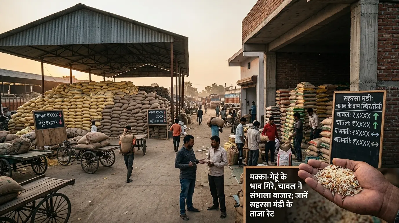 सहरसा मंडी में मक्का-गेहूं के भाव क्यों गिरे? चावल ने पकड़ी रफ्तार, जानें आज का पूरा रेट