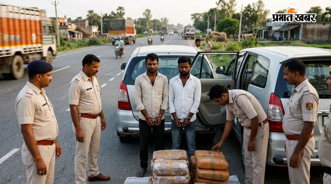 मोतिहारी NH-74 पर पुलिस ने इनोवा कार से पकड़ा भारी मात्रा में गांजा, दो गिरफ्तार