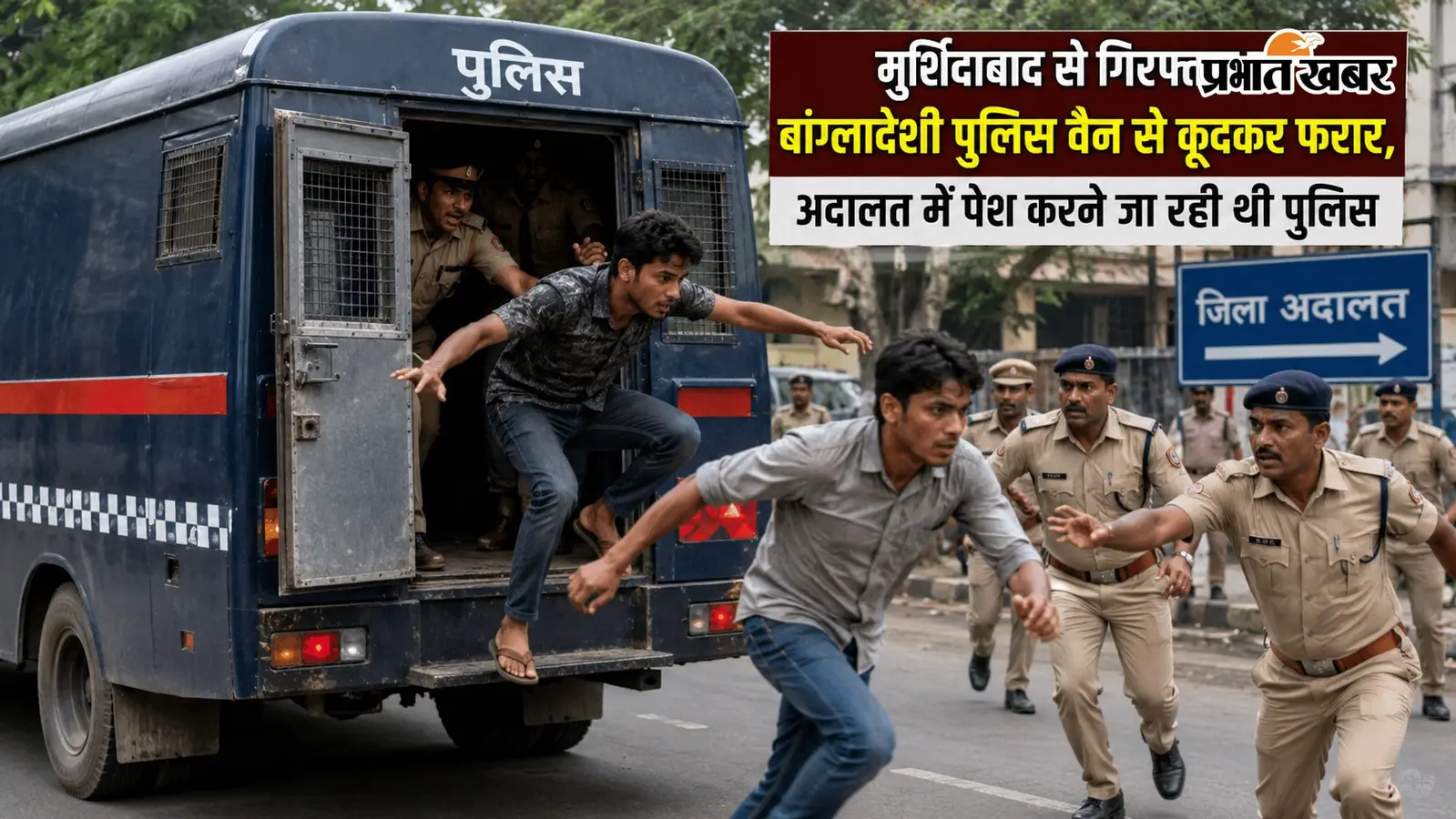 मुर्शिदाबाद से गिरफ्तार दो बांग्लादेशी पुलिस वैन से कूदकर फरार, अदालत में पेश करने जा रही थी पुलिस