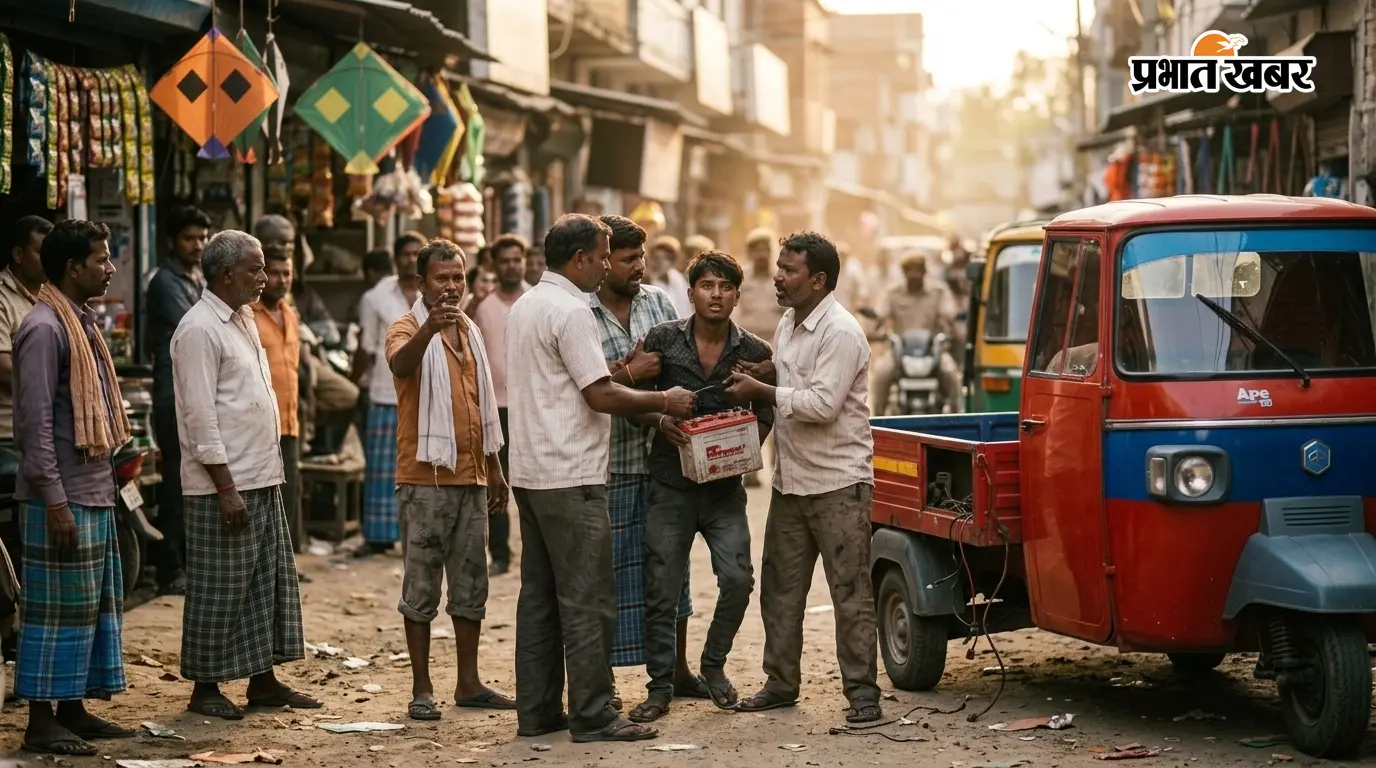 टेंपो की बैटरी चुराते एक शातिर चोर को रंगे हाथ दबोचा, ग्रामीणों ने पुलिस को सौंपा