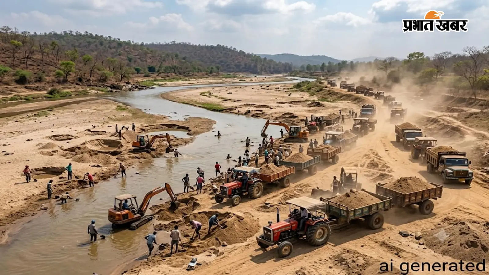 NGT प्रतिबंध के बावजूद टाटीझरिया में बालू का अवैध खनन व परिवहन