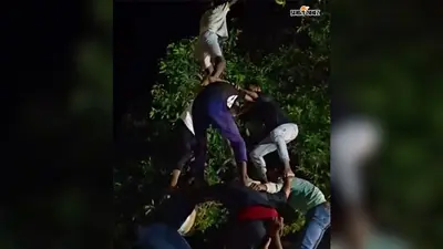 सारण: पिरामिड टूटा, लेकिन नहीं टूटा गोविंदा का हौसला; 25 फीट ऊपर लटककर फोड़ी दही हांडी
