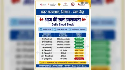 सीवान सदर अस्पताल में रक्त स्टॉक की जानकारी अब दिन में तीन बार, 119 यूनिट उपलब्ध