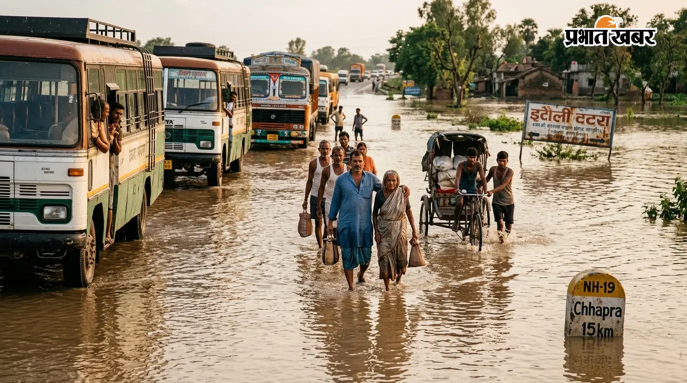सारण में बाढ़ का कहर, NH-19 पर चढ़ा एक फीट पानी; हाजीपुर-छपरा हाईवे पर मंडराया संकट