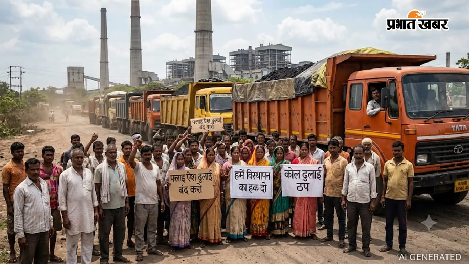 टंडवा में फ्लाई ऐश ढुलाई को लेकर फिर बढ़ा विवाद, विस्थापितों ने ठप करायी कोयला ढुलाई