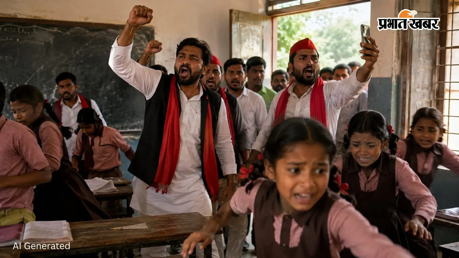 शाहजहांपुर के सरकारी स्कूल में घुसकर सपा समर्थकों की नारेबाजी, बच्चों में दहशत, 20 पर हुए FIR