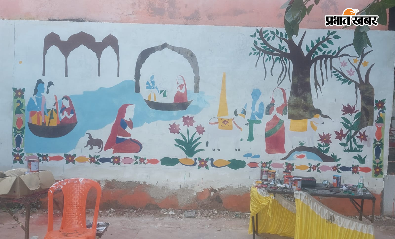 पितृपक्ष मेला : ‘पेंट द सिटी’ अभियान से संवर रहे गया जी के प्रमुख घाट एवं दीवारें  | Prabhat Khabar Network