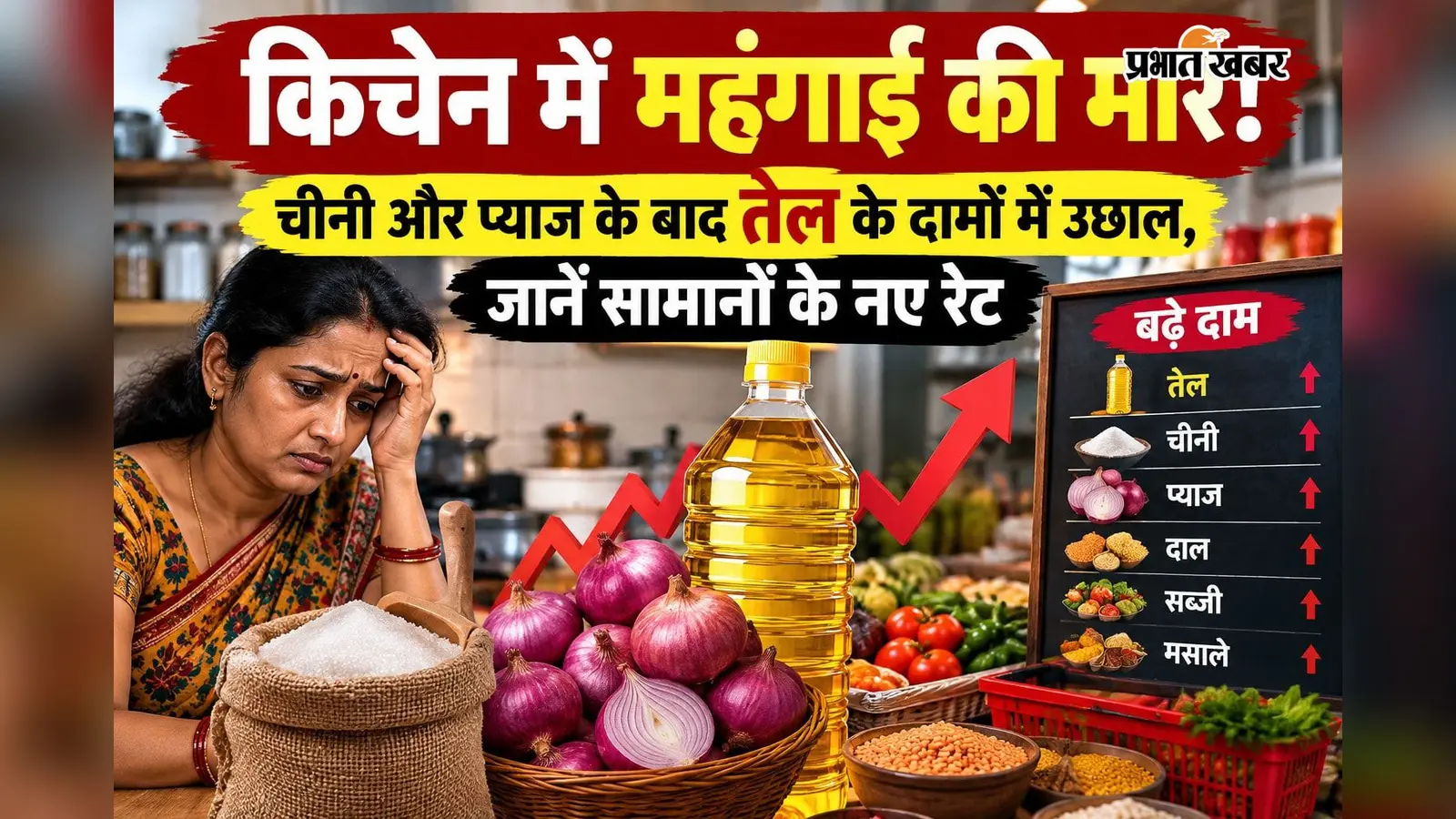 किचेन में महंगाई की मार! चीनी-प्याज के बाद तेल ने बढ़ाई टेंशन, जानें सामानों के नए रेट