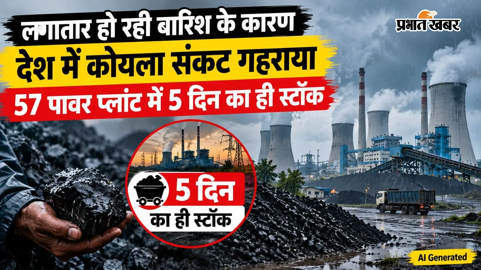 Coal Crisis : झारखंड में लगातार बारिश से देश में गहराया कोयला संकट, 57 पावर प्लांट में सिर्फ 4-5 दिन का स्टॉक